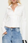 Princess Polly Merritt Lace Inset Button-up Shirt In White
