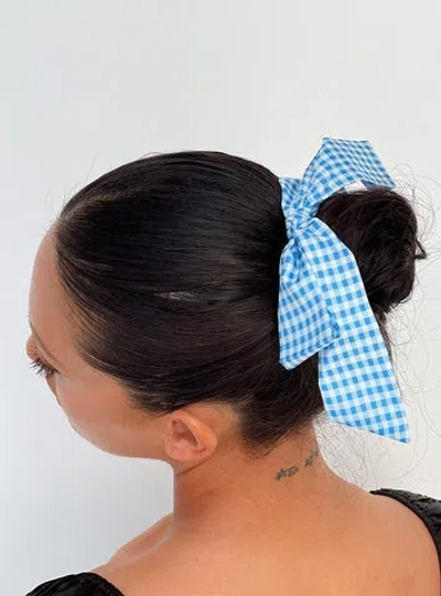 Princess Polly Messa Bow Scrunchie Gingham In Blue