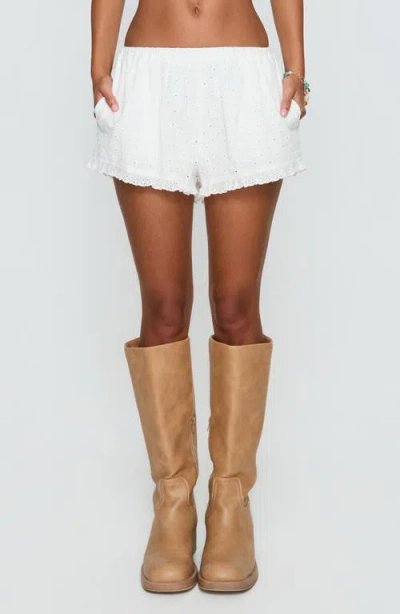 Princess Polly Midnight Sugar Eyelet Frilled Shorts In White