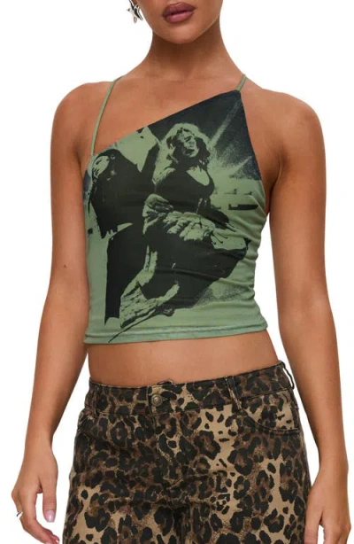 Princess Polly Miekie Asymmetric Graphic Camisole In Green