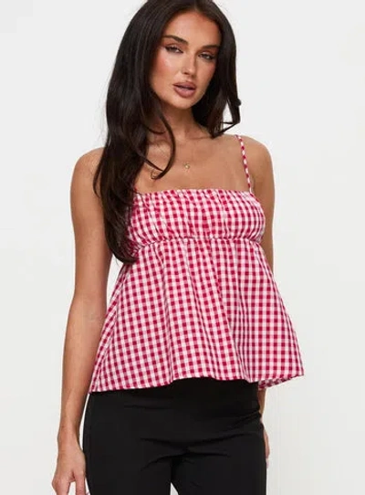 Princess Polly Mirabellah Frill Top In Red Gingham