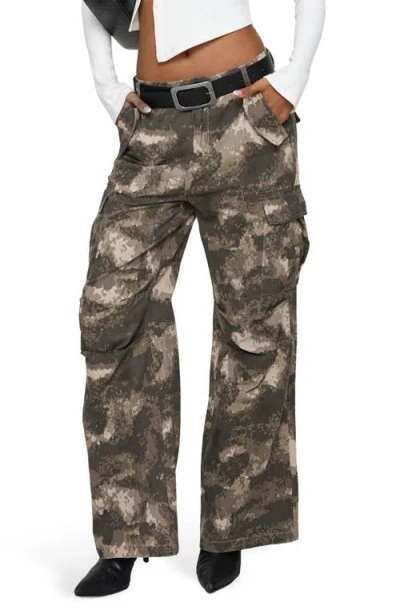 Princess Polly Mischief Camo Low Rise Wide Leg Cargo Pants