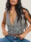 Princess Polly Mixing It Up Gingham Smocked Crop Tank In Black/white