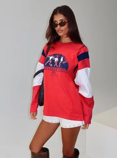 Princess Polly Mls 96 Retro Long Sleeve Top In Red