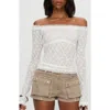 Princess Polly Mochapella Off The Shoulder Lace Shirt In Brown