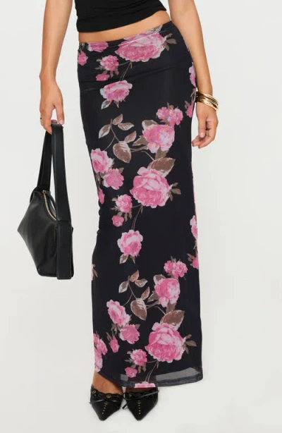 Princess Polly Modalla Floral Print Mesh Maxi Skirt