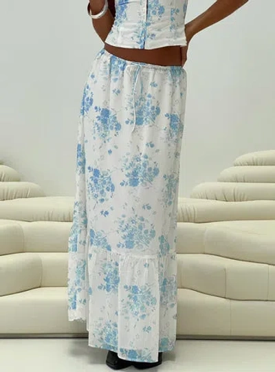 Princess Polly Modern Girl Maxi Skirt In White / Blue Floral