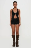 Princess Polly Moderna Split Front Lace Halter Top In Black