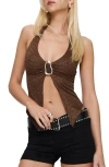 Princess Polly Moderna Split Front Lace Halter Top In Brown