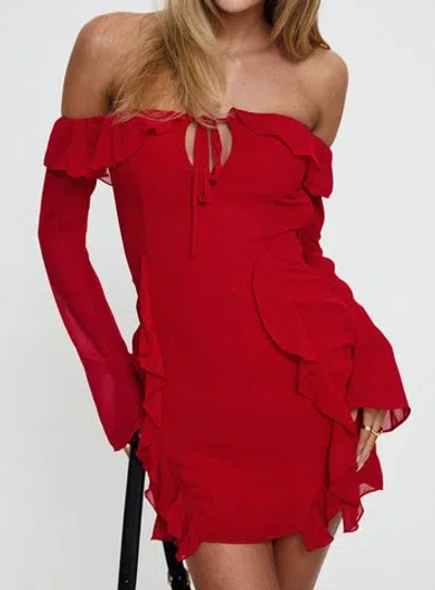 Princess Polly Mollins Long Sleeve Mini Dress In Red