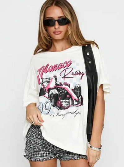 Princess Polly Monaco Racing 99 Oversized Tee In Neutral