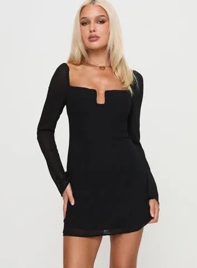 Princess Polly Monologue Long Sleeve Mini Dress In Black