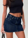 Princess Polly Monti Buckle Denim Mini Skirt In Mid Blue