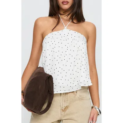 Princess Polly Moonlit Polka Dot Halter Top In White