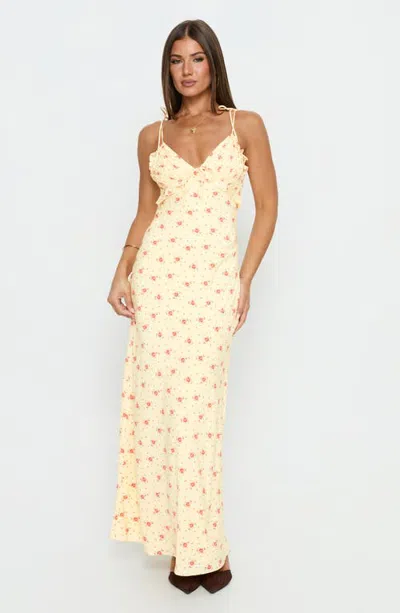 Princess Polly Morcar V-neck Floral Maxi Dress In Yellow