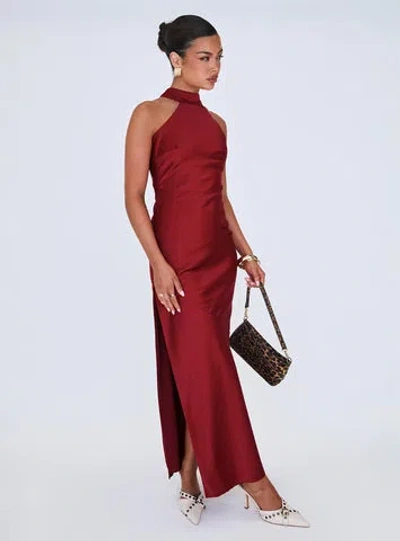Princess Polly Mordecai Halter Maxi Dress In Burgundy