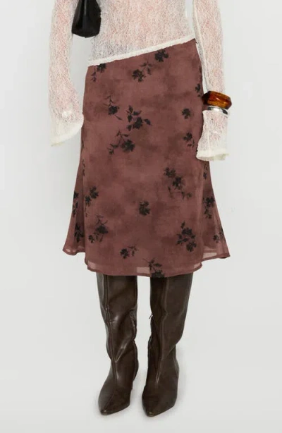 Princess Polly Moses Floral Midi Skirt In Brown