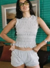 Princess Polly Mousie Micro Shorts In Cream Plaid