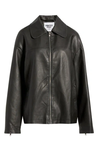 Princess Polly Napolean Faux Leather Jacket In Black