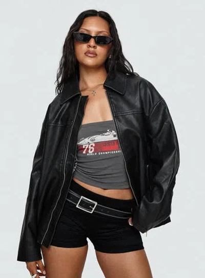 Princess Polly Napoleon Faux Leather Jacket In Black