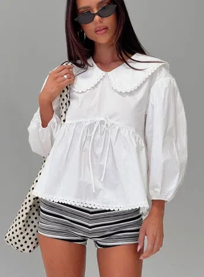 Princess Polly Narelle Deep Collar Blouse Top In White