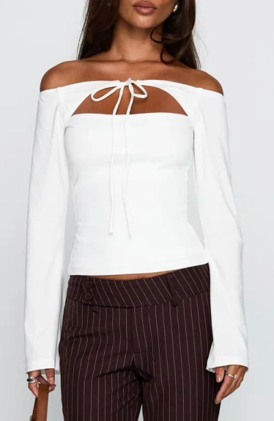 Princess Polly Nevah Off The Shoulder Cutout Top In White