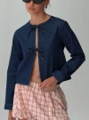 Princess Polly Never Alone Tie Front Cotton Denim Jacket In Denim