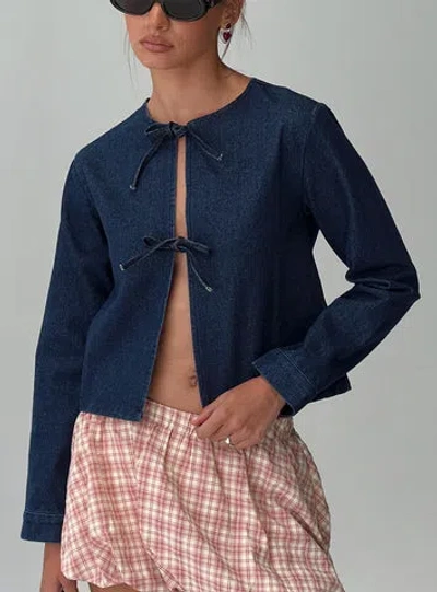 Princess Polly Never Alone Tie Detail Jacket In Denim