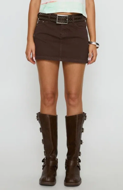 Princess Polly Nickei Mid Rise Denim Miniskirt In Brown