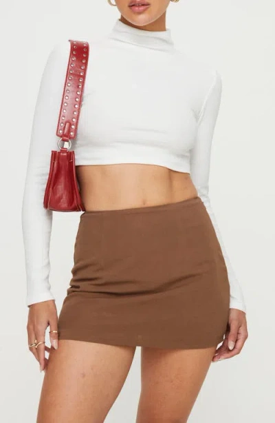 Princess Polly Nicola Long Sleeve Rib Crop Top In White