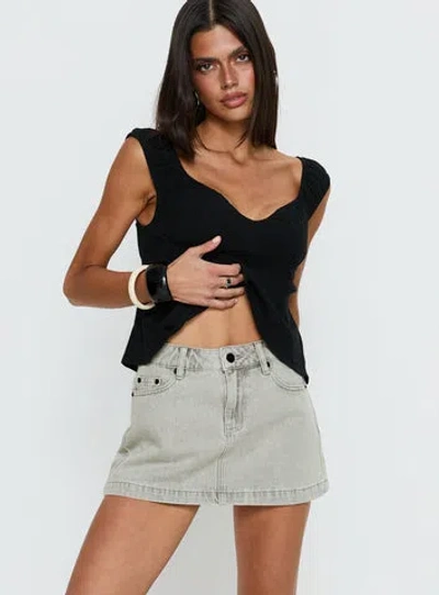 Princess Polly Nicolina Low Rise Denim Mini Skirt In Gray