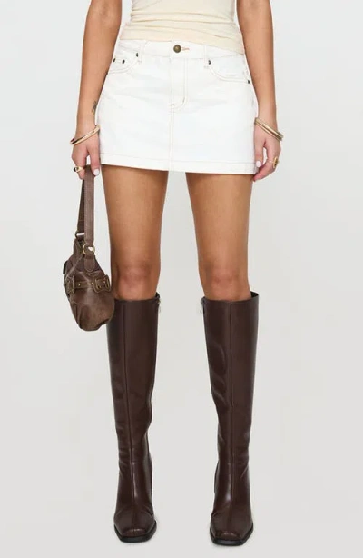 Princess Polly Nicolina Low Rise Denim Miniskirt In White
