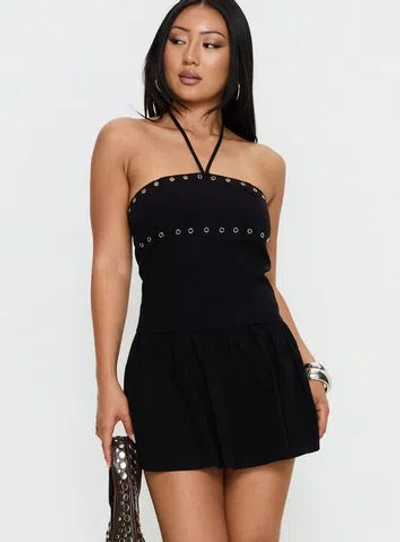 Princess Polly Nidia Eyelet Tie Neck Playsuit In Black