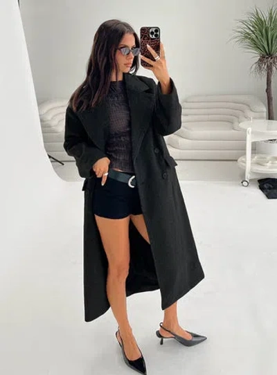 Princess Polly Night Shift Trench Coat In Dark Grey