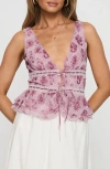 Princess Polly Nikolise Paisley Print Sleeveless Drawstring Top In Purple