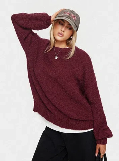 Princess Polly Niomie Knit Sweater In Burgundy