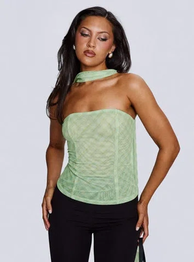Princess Polly No Comparison Neck Tie Strapless Top In Green