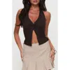 Princess Polly No Hard Feelings Twist Halter Top In Brown