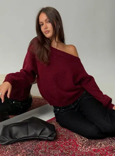 Princess Polly Noble Off The Shoulder Sweater In Red