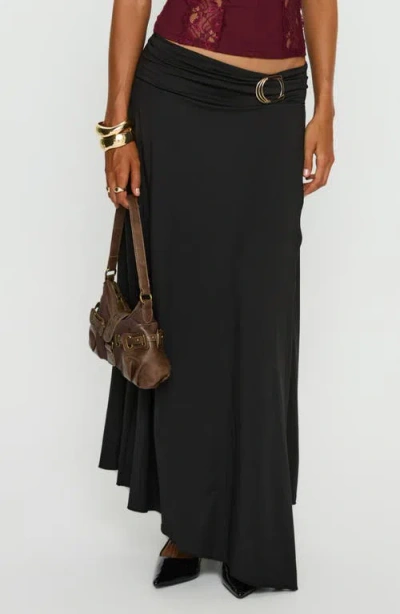 Princess Polly Nola Hardware Detail Cotton Blend Maxi Skirt In Black