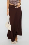 Princess Polly Nola Hardware Detail Cotton Blend Maxi Skirt In Brown