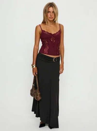 Princess Polly Nola Hardware Slit Maxi Skirt In Black