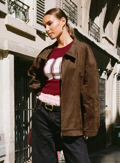 Princess Polly Nome Faux Suede Jacket In Brown