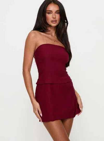 Princess Polly Nutmeg Strapless Mini Dress In Burgundy