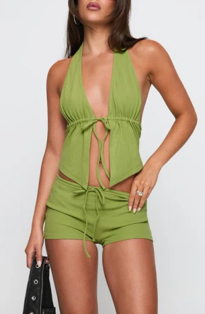 Princess Polly Obviously Open Front Halter Top In Green