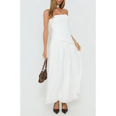 Princess Polly Odela Strapless Drop Waist Scarf Hem Dress In White