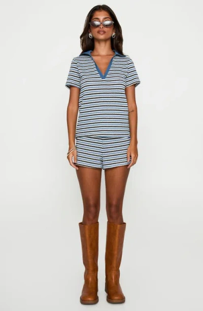 Princess Polly On Vacation Open Stitch Top & Shorts Set In Blue