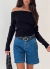 Princess Polly One For Me Off The Shoulder Long Sleeve Top In Black