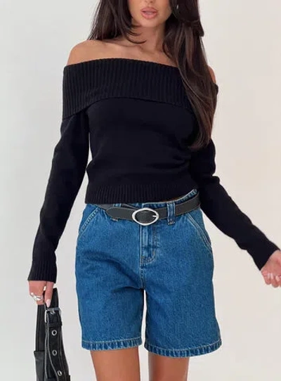 Princess Polly One For Me Off The Shoulder Long Sleeve Top In Black