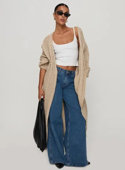 Princess Polly Orkid Cable Knit Cardigan In Beige